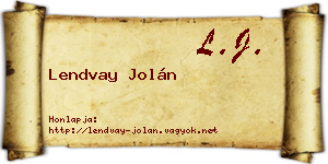 Lendvay Jolán névjegykártya